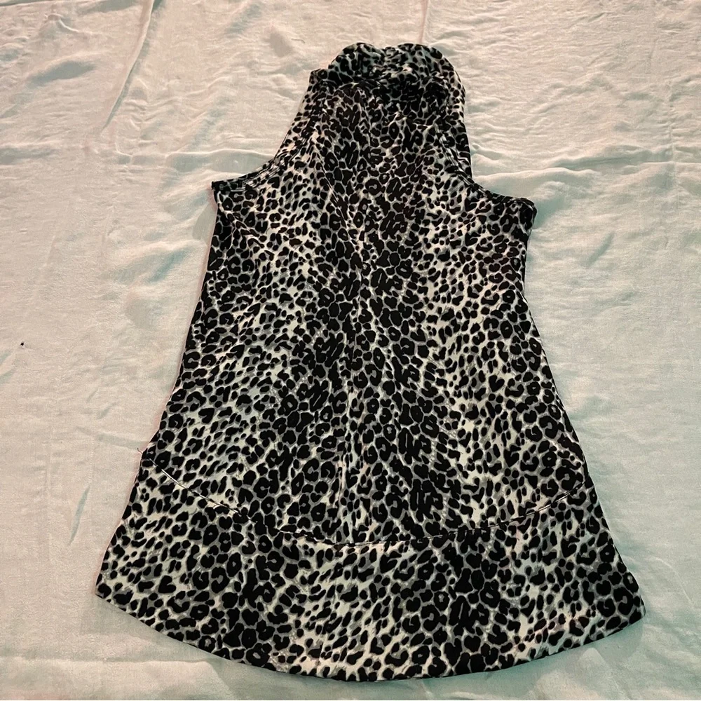 FRIENDS CLOTHING Large Vest Black and White,  Leopard Animal print,open, long. - Picture 3 of 3